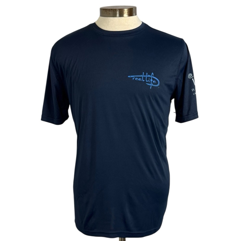 Reel Life Med Navy Blue Fish Graphic T-Shirt